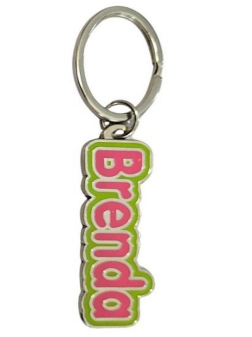 SWIBCO NW0T Pink & Green Galaxy Keychain Silver Metal Personalized Name BRENDA